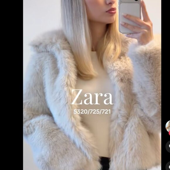 Zara Women Short Faux Fur High Neck Coat Light Beige Cream XS 5320/725 New - Picture 9 of 15